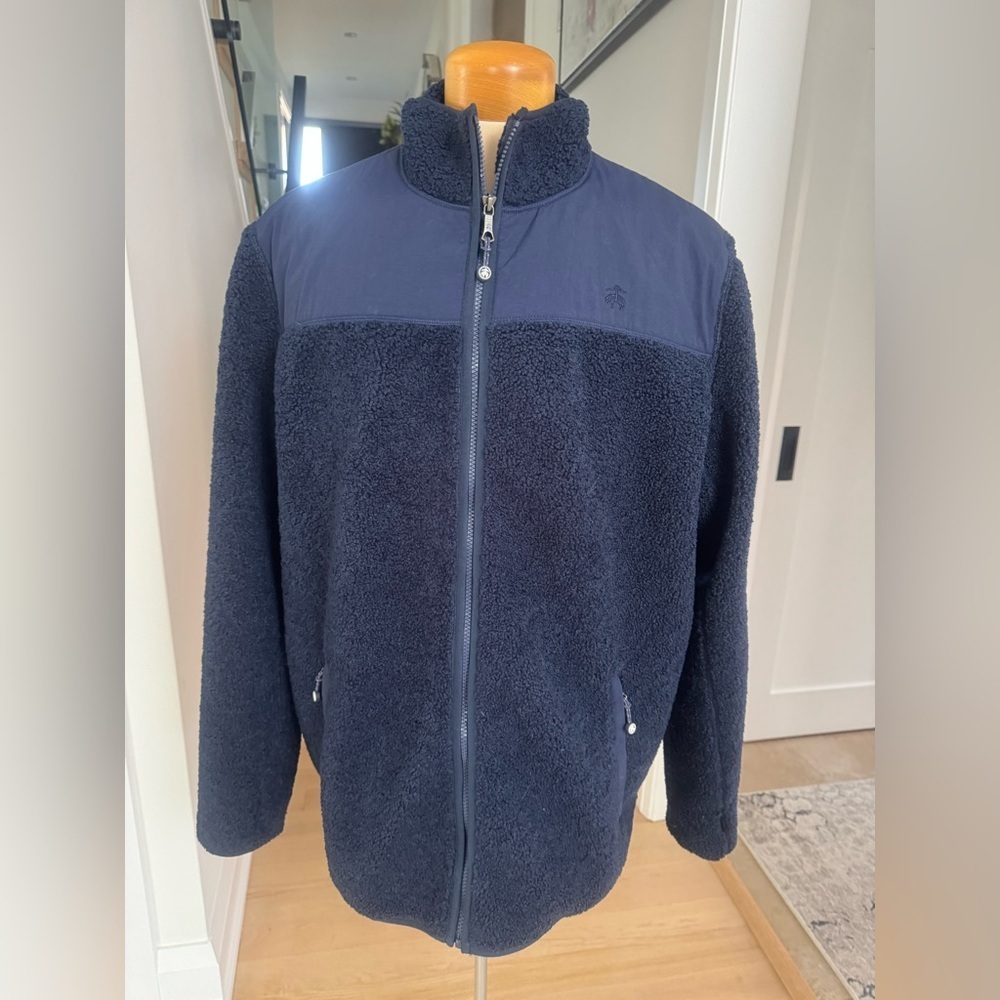 Brooks Brothers Navy Zip Up Sherpa Fleece Jacket XXL